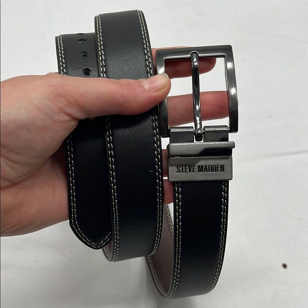 Black Leather Steve Madden Men's Belt